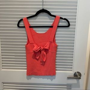Intermix coral floral tie back bow top